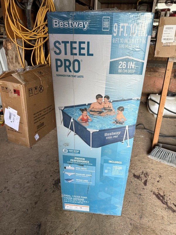 Bestway Steel Pro Rectangular Frame Pool Blue Tritech 9ft10in x 6ft7in x 26in gallery
