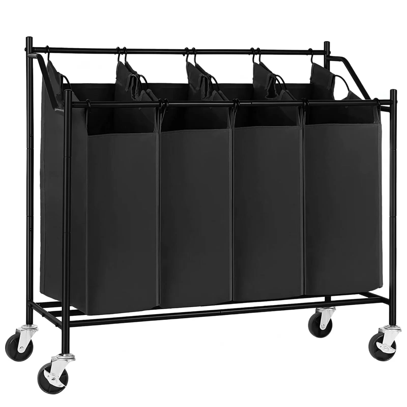 Laundry Sorter Laundry Basket Hamper 4 Section with Heavy Duty Rolling W/ Wheels gallery