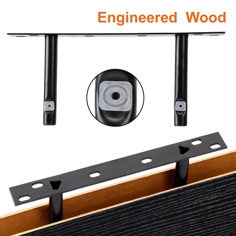 Black Wall Mounted Floating Shelves Rustic Wood Set of 4 15.8-Inch Storage gallery