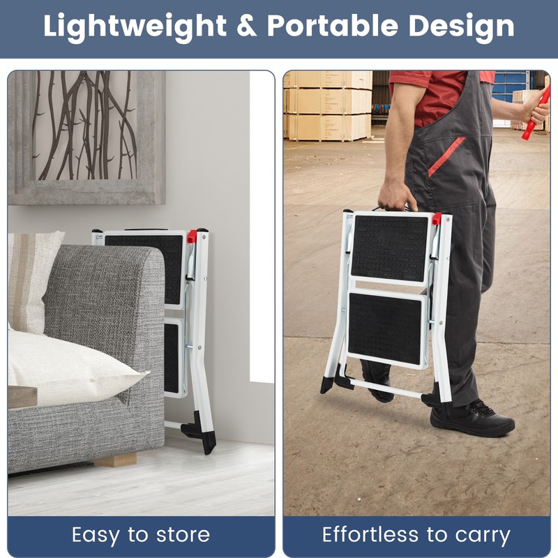 2-Step Ladder Lightweight Folding Step Stool Heavy Duty Metal Stepladder Kitchen gallery