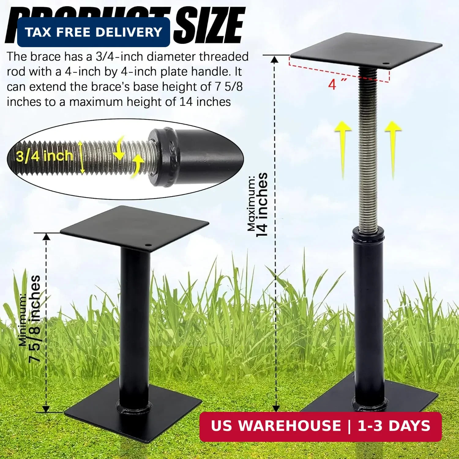 TonGass (2-Pack, Black RV Step Brace Stabilizer Adjustable Length from 7 5/8" to gallery