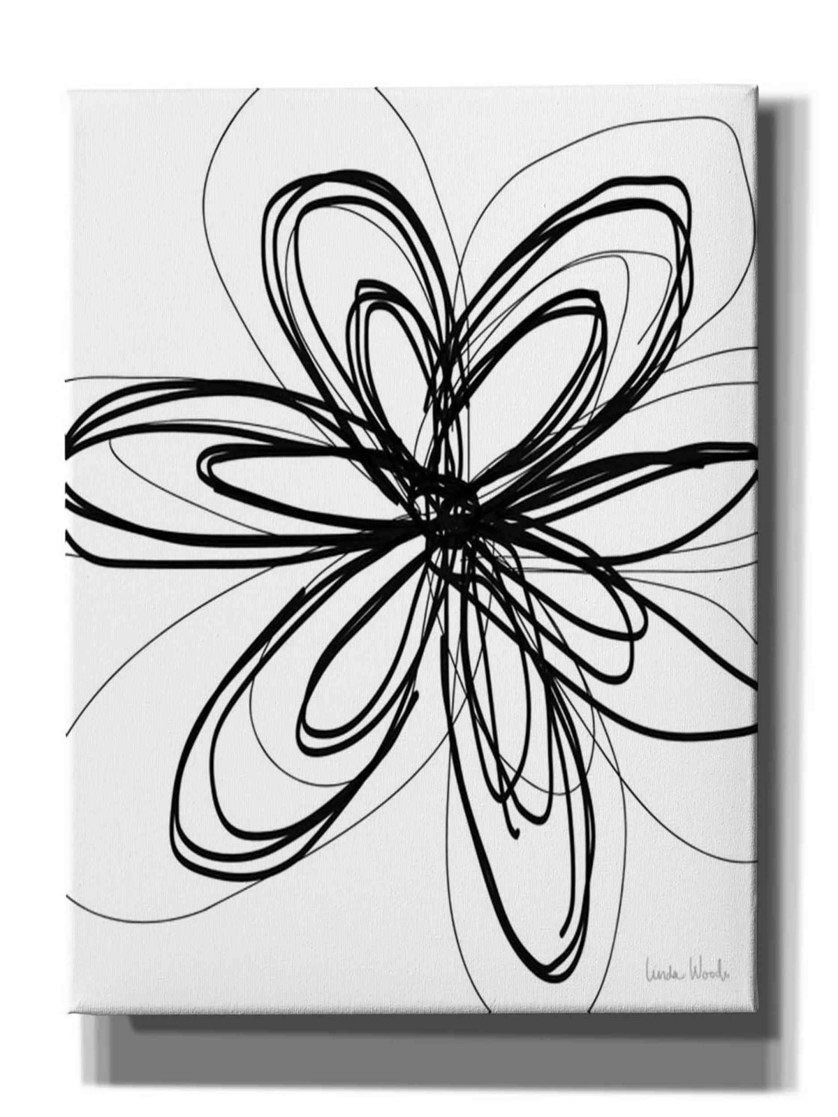 Epic Graffiti 'Black Ink Flower I' by Linda Woods, Giclee Canvas Wall Art gallery