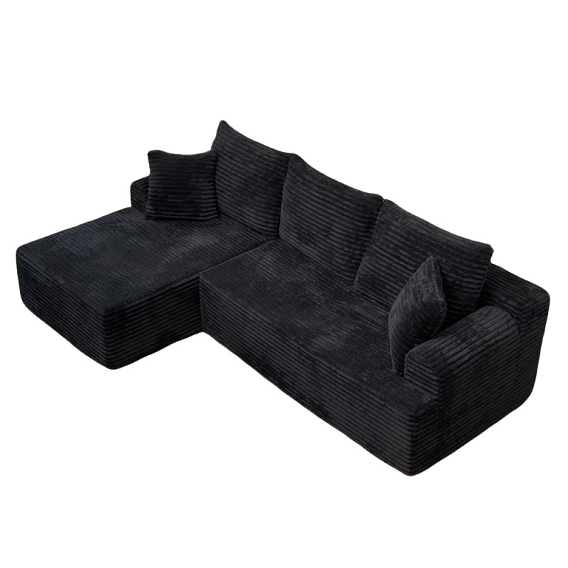 96"Frameless Boneless Soft Sofa,Cloud Sectional Couch With L-Shaped Chaise Black gallery
