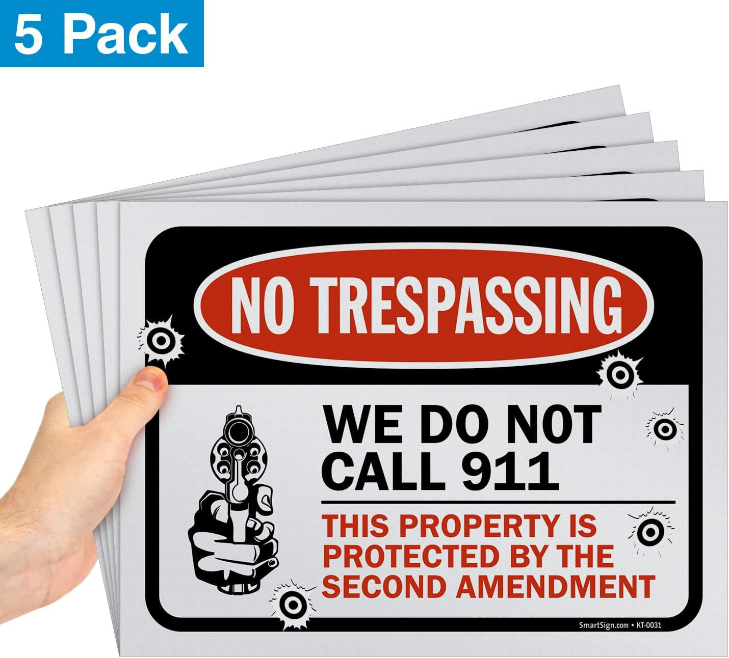 5 Pack No Trespassing Property Warning Signs 9x12 inch Weather Resistant Plastic gallery
