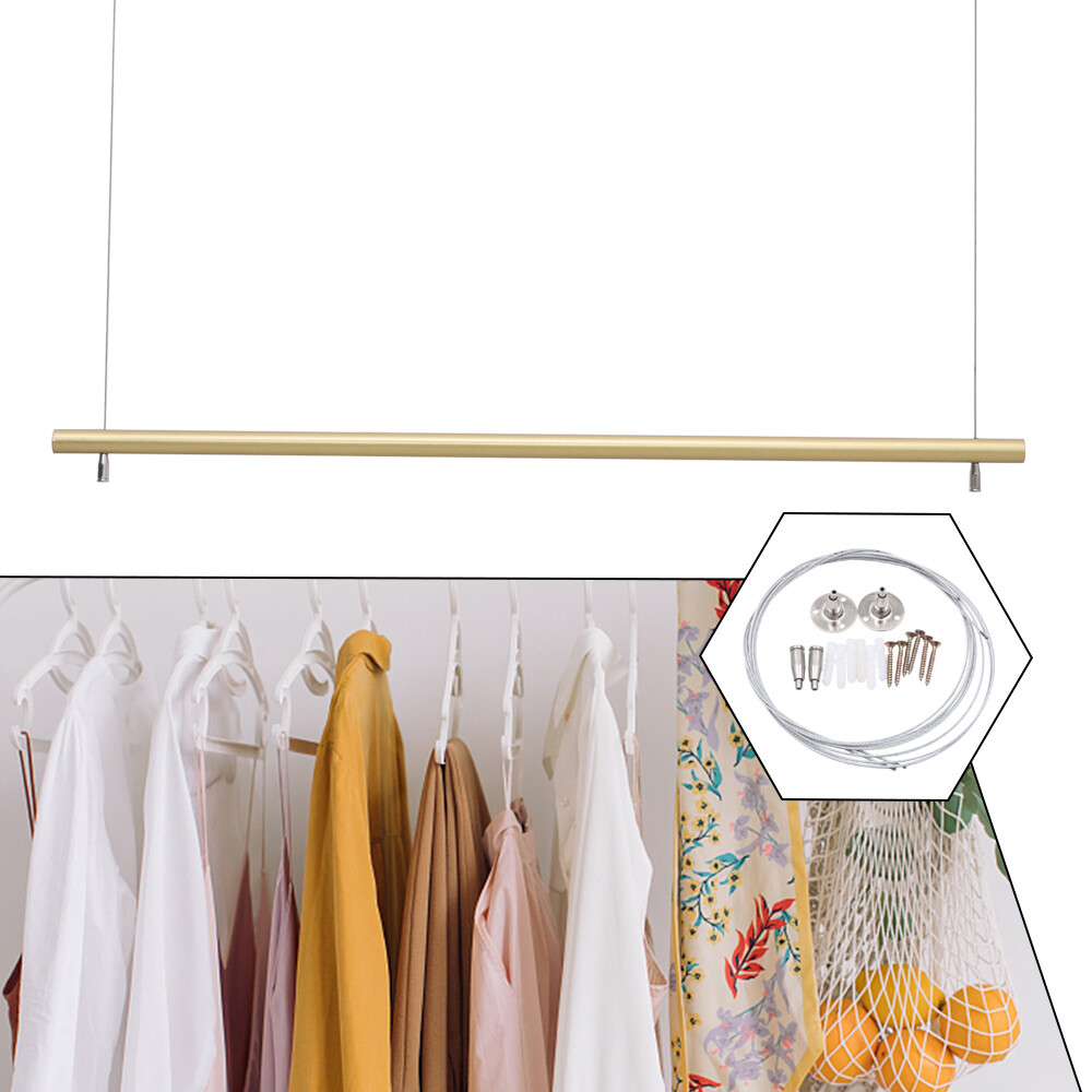 Ceiling Mounted Garment Hanger Closet Organizer Hanging Rod Clothes Rack gallery