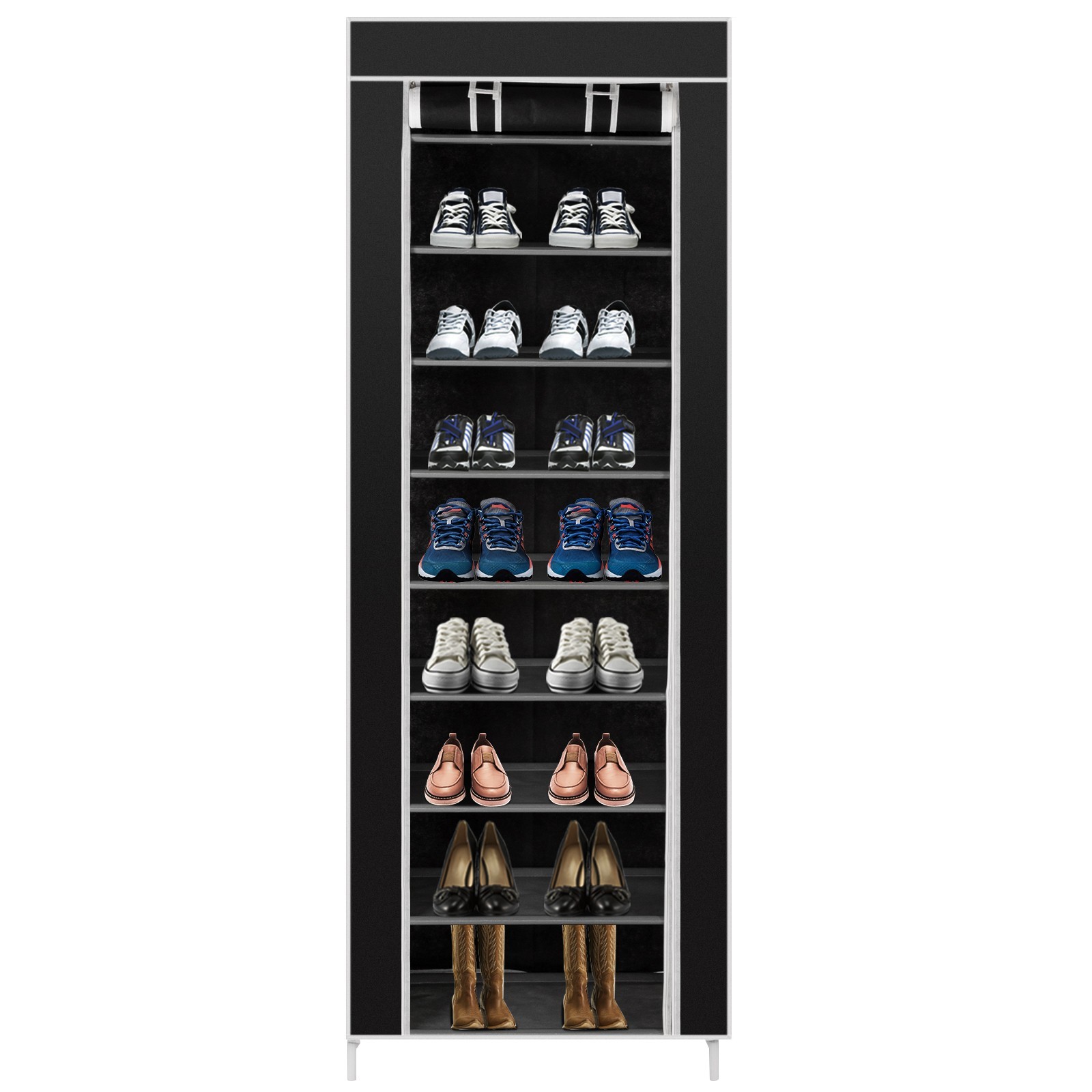 Non-Woven Fabric Shoe Rack Dust-Proof Room-Saving Shoe Cabinet With Zipper Black gallery