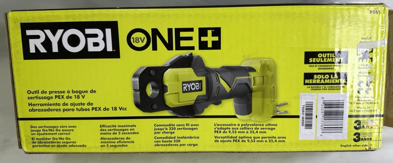 RYOBI ONEAND 18V PEX Crimp Ring Press Tool Tool ONLY P661 gallery