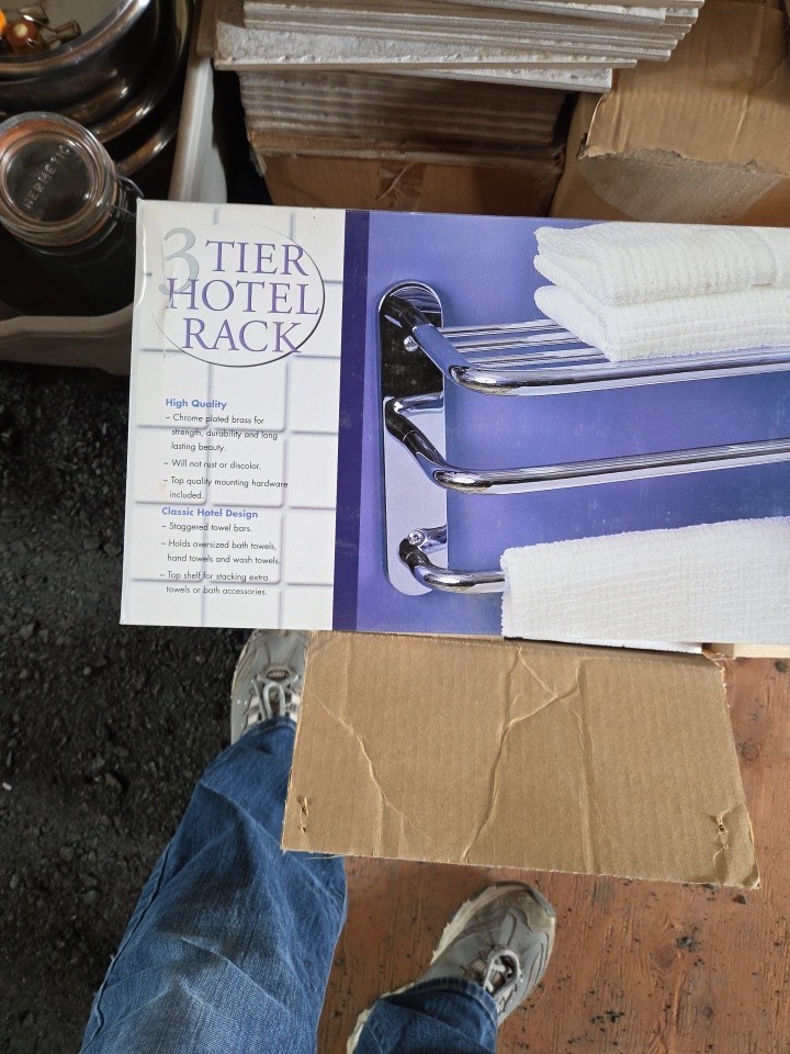 Hotel Style Towel Shelf, Chrome, 24 Inches Wide, 8 Inches Deep New In Box gallery