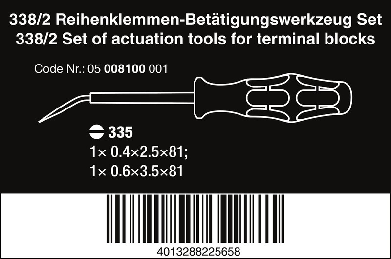 Wera 338/2 Actuation Tool For Terminal Blocks Spring Cages 2 Pieces 05008100001 gallery
