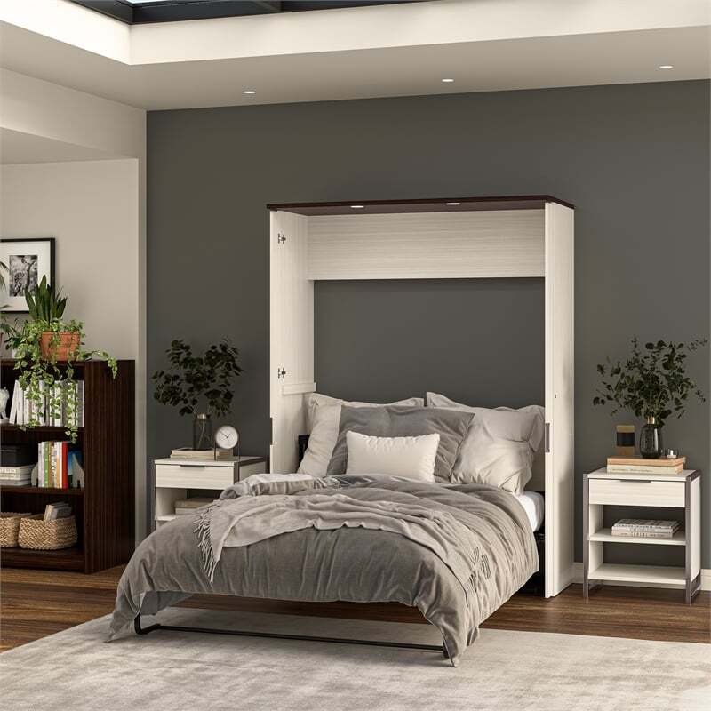 Bestar Lumina 61" Engineered Wood Full Murphy Bed in White Chocolate gallery