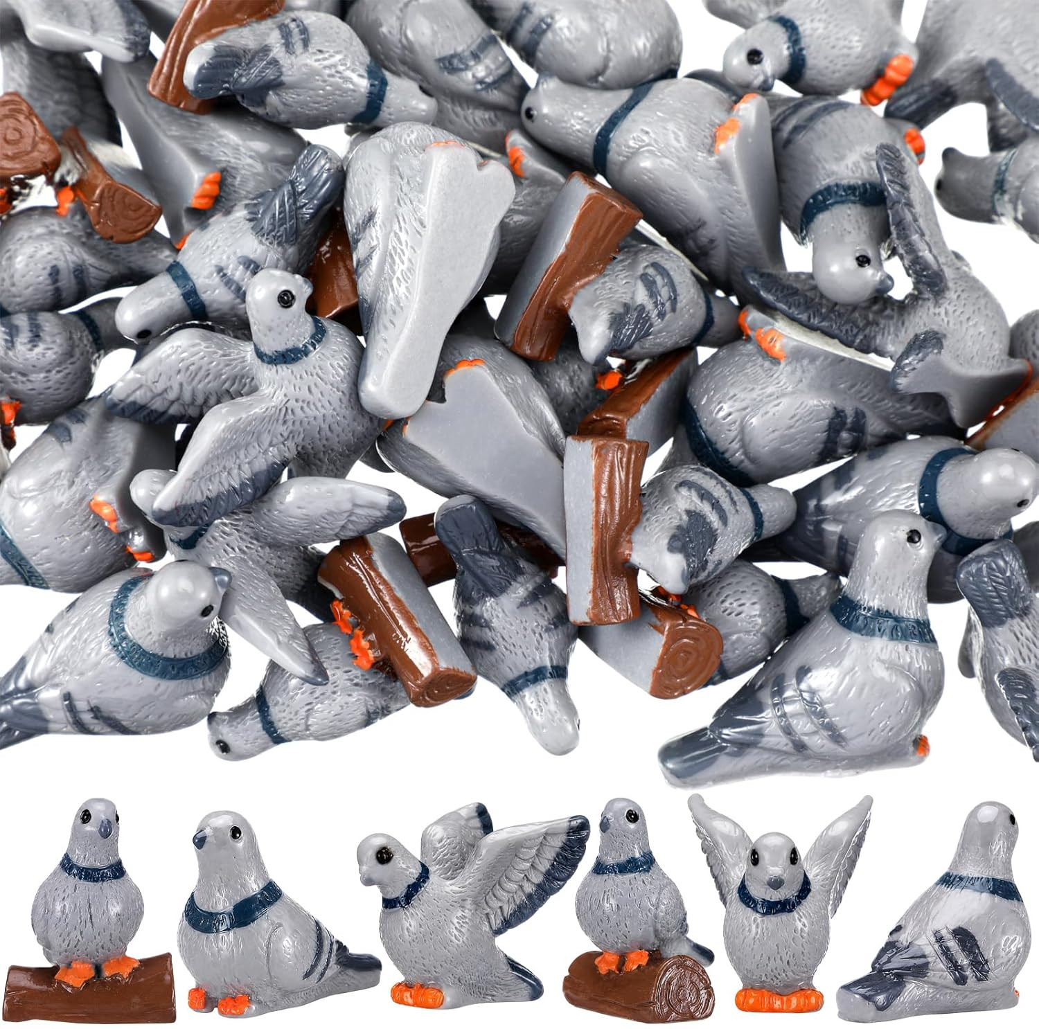 50 Pcs 50 Pcs Mini Resin Pigeons, 1 Inch Tiny Resin Birds Statues Bulk Decorativ gallery