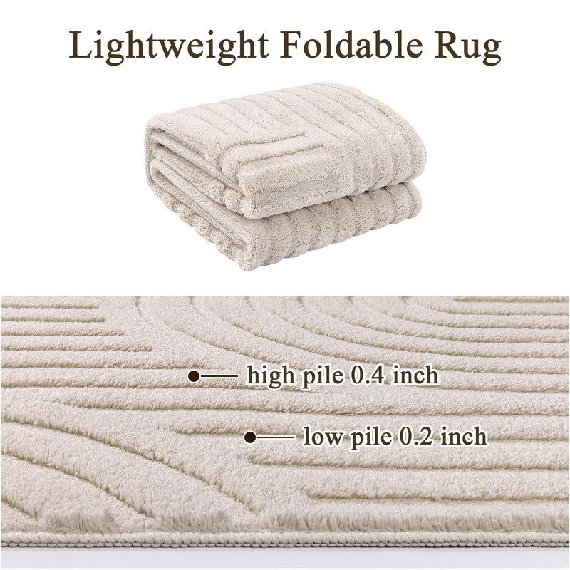 Soft Cozy Fluffy Arch Pattern High Low Pile Area Rugs 4'x6' Non Slip Washable... gallery