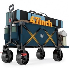 47″ L Collapsible Wagon with Tailgate & Brake, 300lbs Heavy Duty Beach Wagon …
