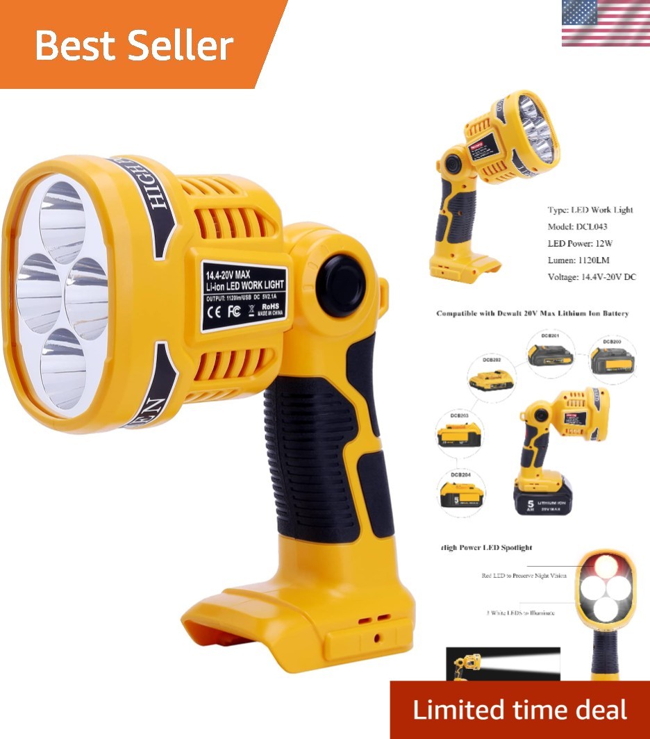 20V Cordless LED Work Light: 1120 Lumens Jobsite Spotlight with USB Charging gallery