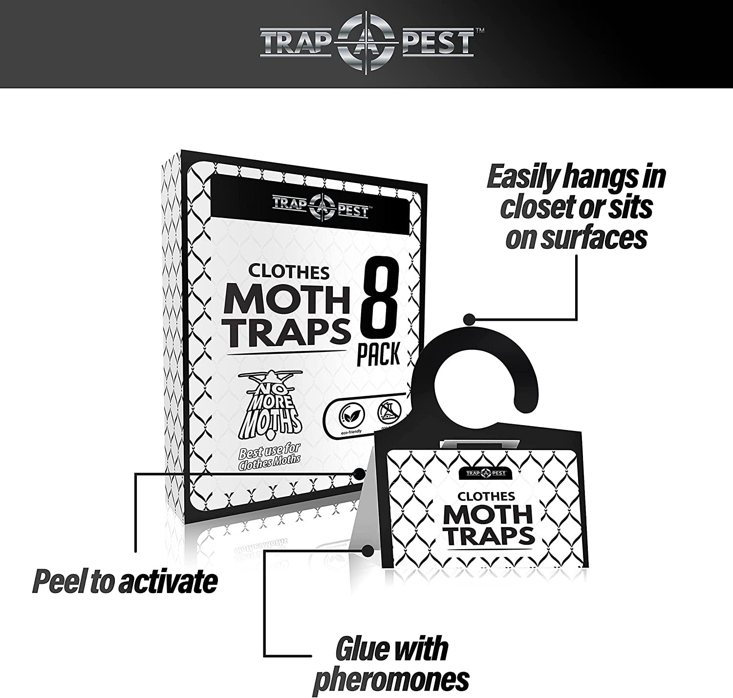 Clothing Moth Traps - 8 Pack - Non Toxic Moth Traps for Clothes with Pheromone A gallery