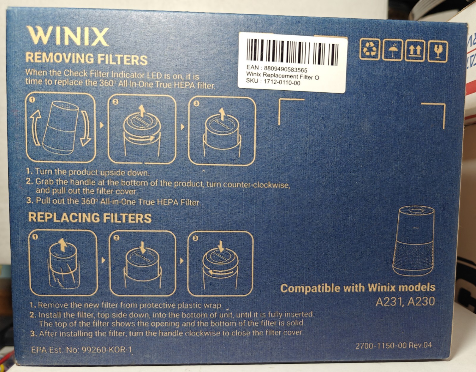 Winix Replacement Filter O, 360° All-in-One True HEPA Fits Winix A231 & A230 gallery