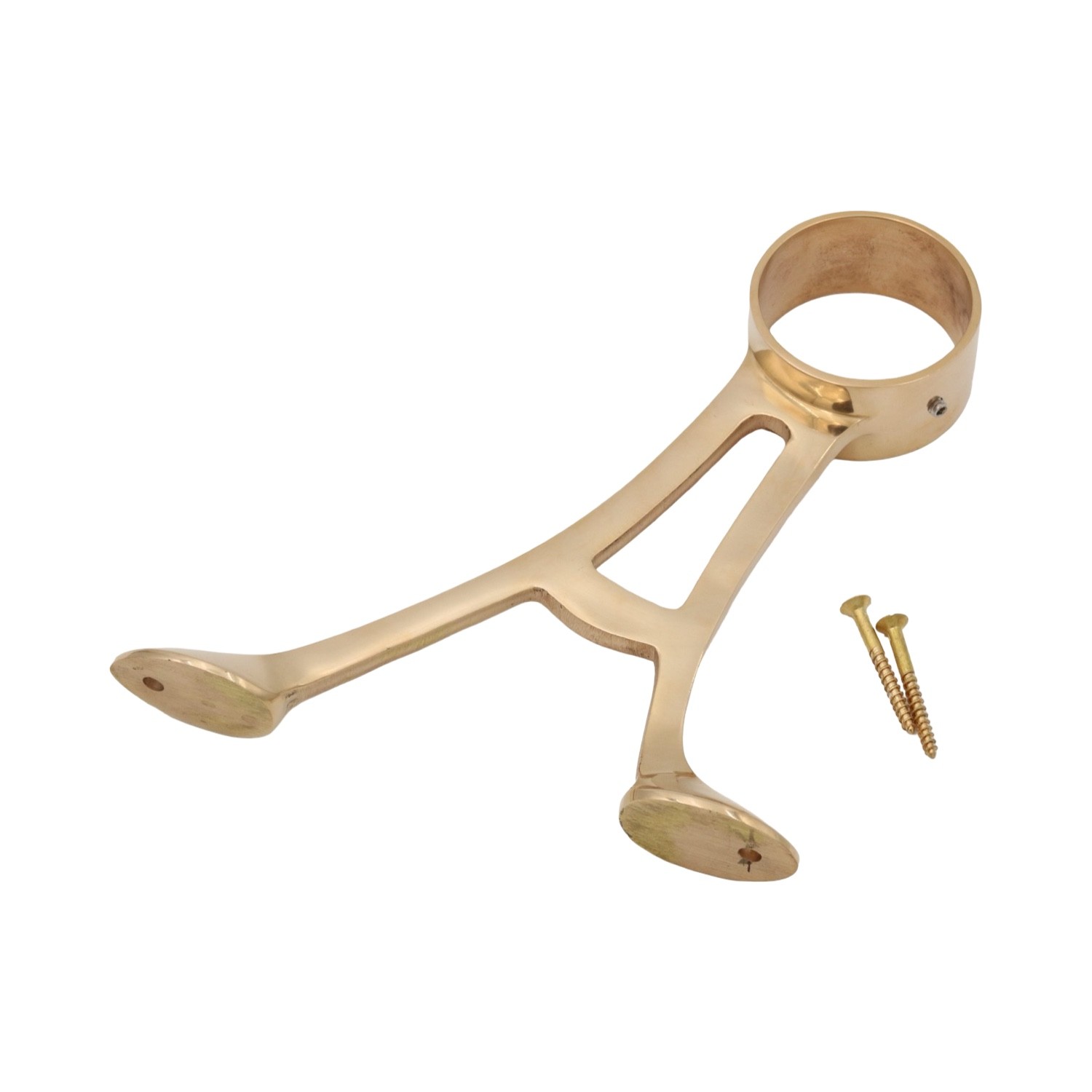 Floor or Wall Mount Off Set Bar Rail Bracket in Polished Brass 2 Inch gallery