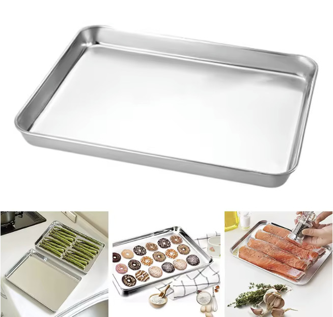 Stainless Steel Plate Rectangular Flat Bottom Tray Storage Trays Stainless Steel gallery