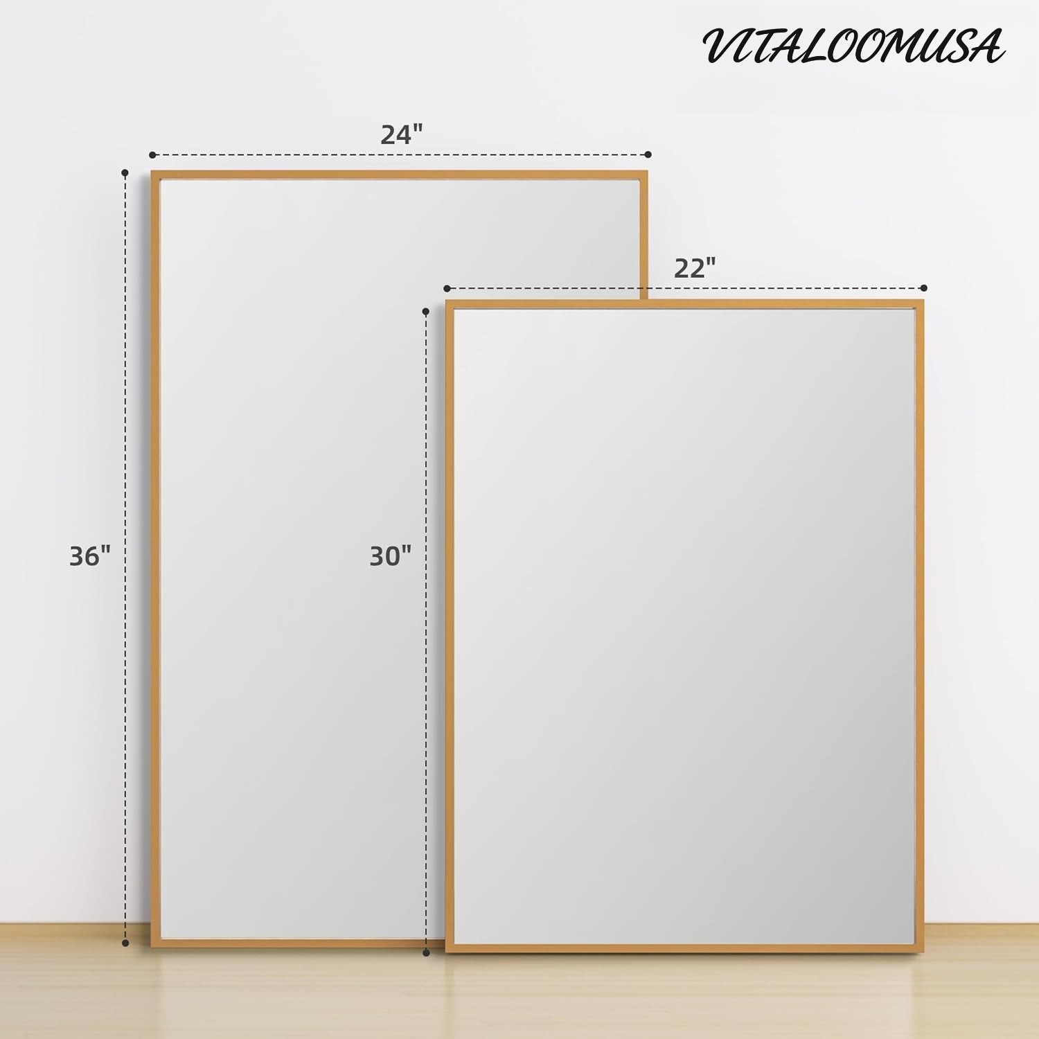 2-Pack 22"x30" Matte Gold Vanity Mirror, Wall Mount, Vertical or Horizontal gallery