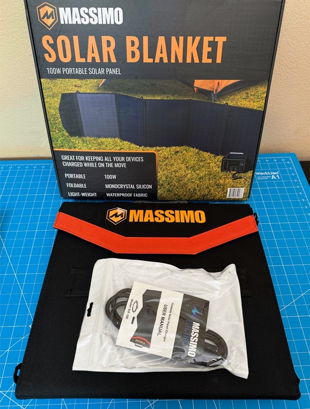 100W Portable Foldable Solar Panel Blanket Massimo W/ 2 USB & DC Charging Ports gallery