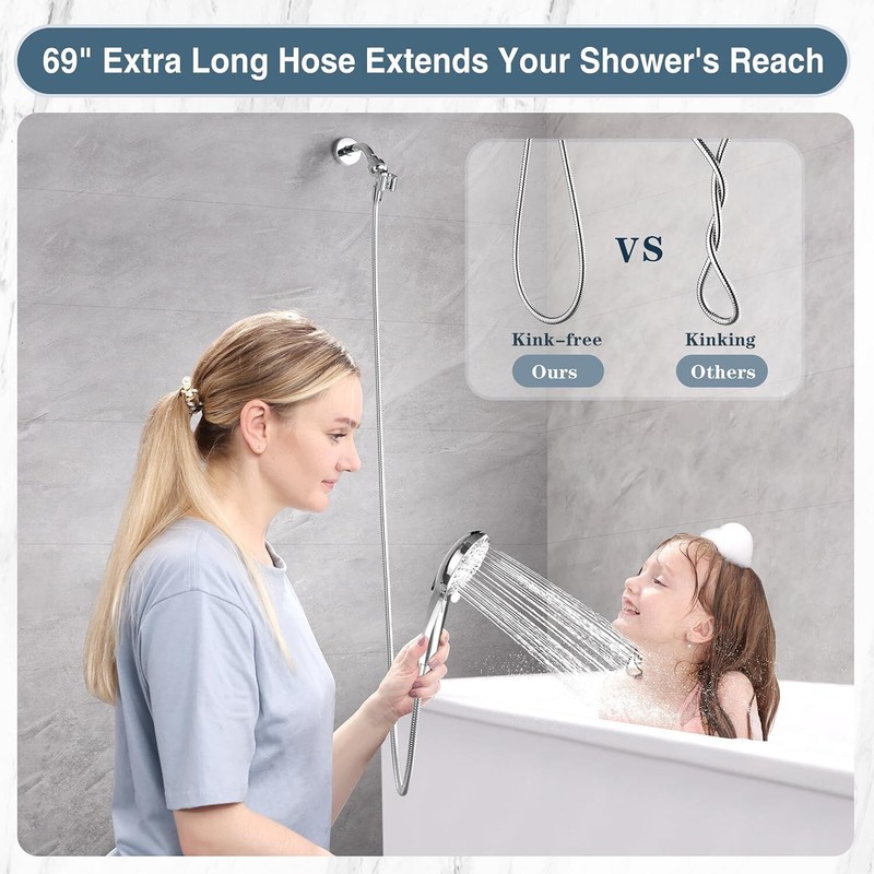 High Pressure 9 Spray Settings Handheld Shower Head & 69'' Hose PSS9901-01 gallery