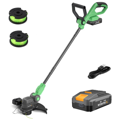 WORKPROX 20V Cordless String Trimmer/Edger 9500RPM 12" Cut 4A Battery Spool Line gallery