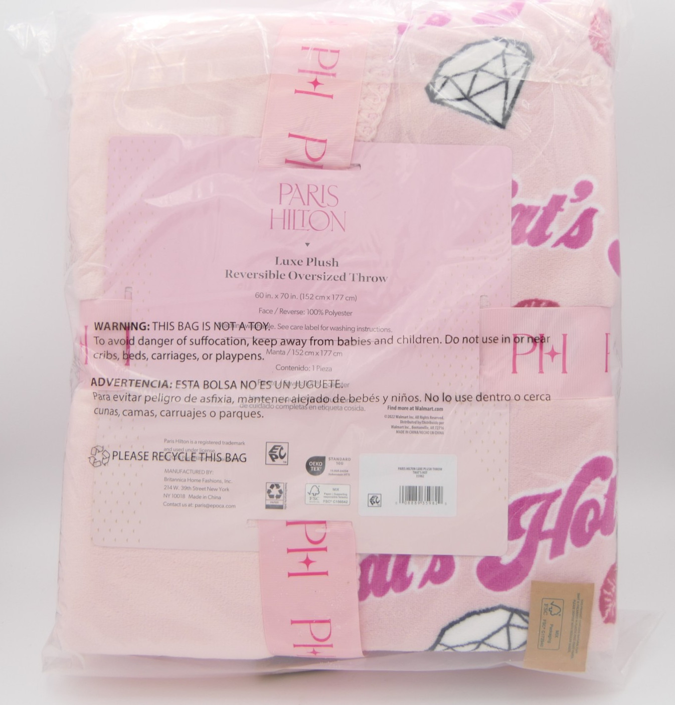 Paris Hilton Luxe Plush Reversible Oversized Throw 60" x 70" That's Hot 35982 gallery