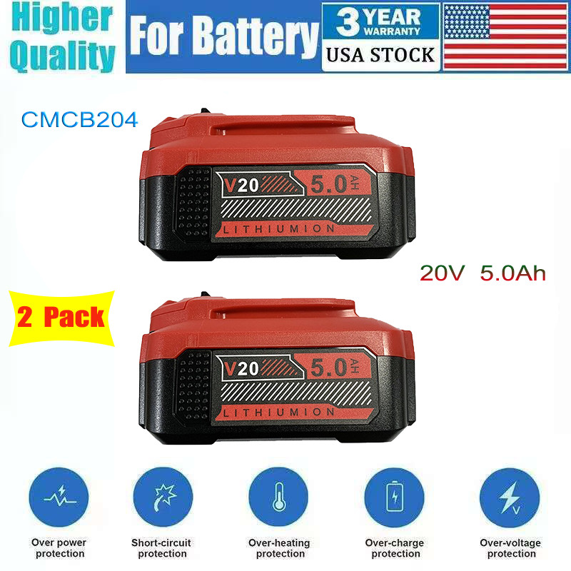 2PACK Battery For Craftsman V20 20 Volt MAX Li-ion 5.0Ah CMCB201 CMCB202 CMCB204 gallery