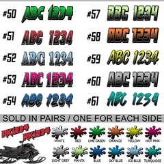 Snowmobile Registration Number Decals (Two Decals) Custom Vinyl Numbers GRB