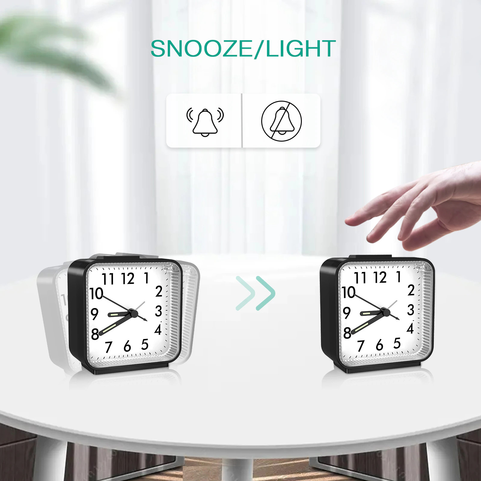 LED Desk Alarm Clock Nightlight Snooze Quiet Non Ticking Battery Powered Bedroom gallery