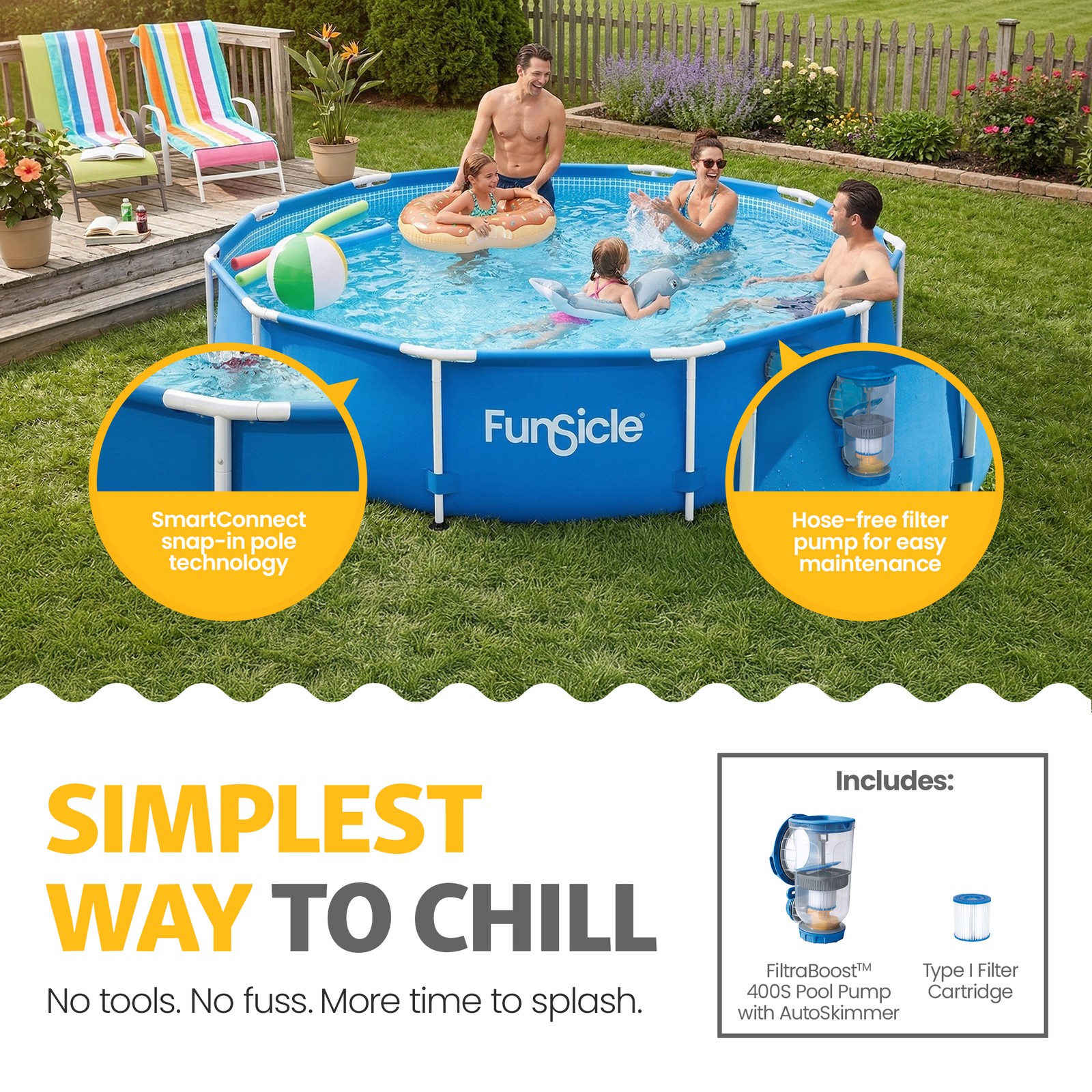 Funsicle 12' x 30" Outdoor Activity Round Frame Above Ground Swimming Pool Set gallery