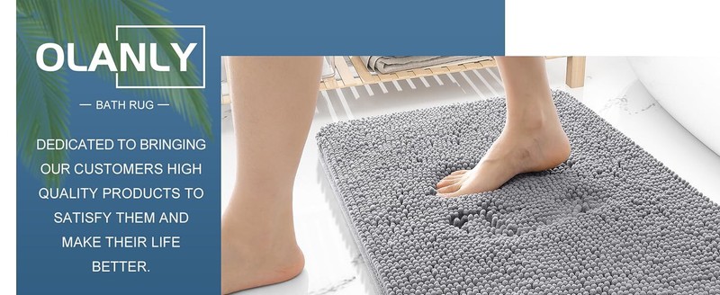 Extra Soft Absorbent Chenille Rubber Backing Quick Dry Rug 30x20 (GRAY) gallery