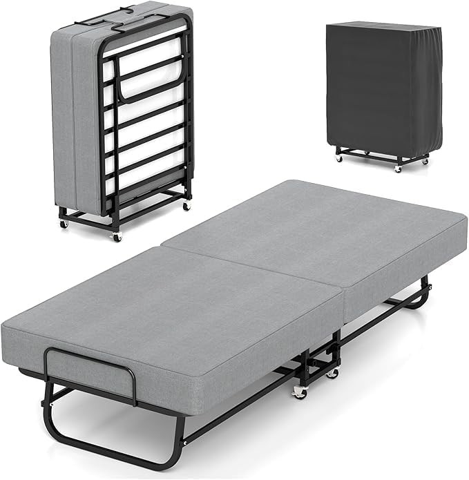 Portable 31" 38" Rollaway Bed Folding Bed with Foam Mattress for Adults & Guest gallery