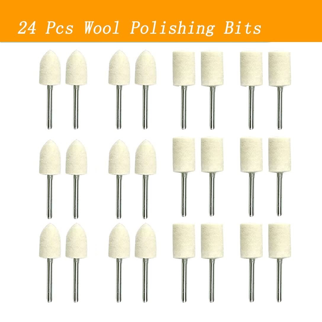 24 Pcs Wool Polishing Bit, 1/8 Inch Shank Felt Buffing Tips for Dremel Rotary... gallery