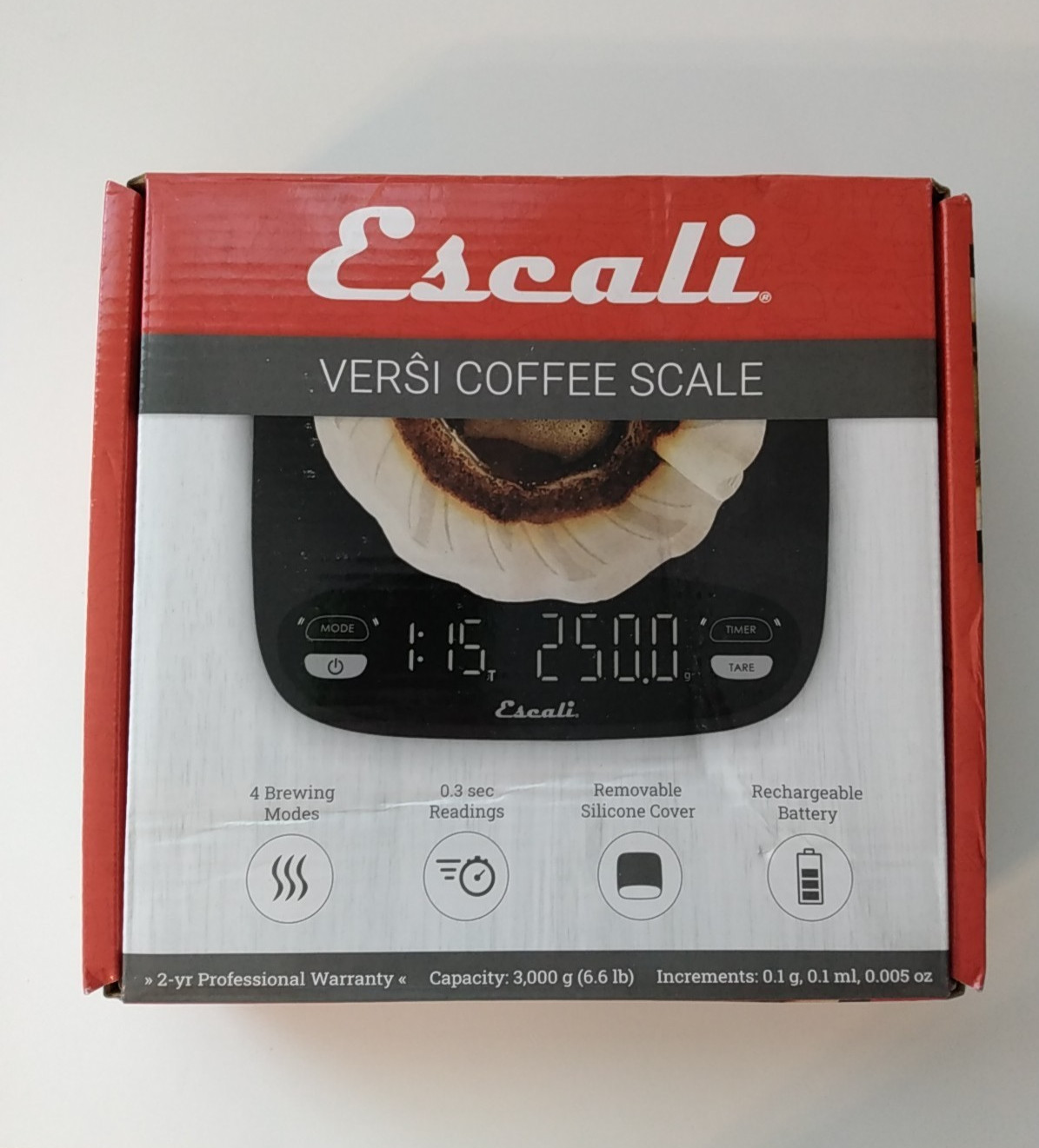 Escali Versi Digital Coffee Scale with Timer, 6.6 lb Capacity, Black Model CF63B gallery