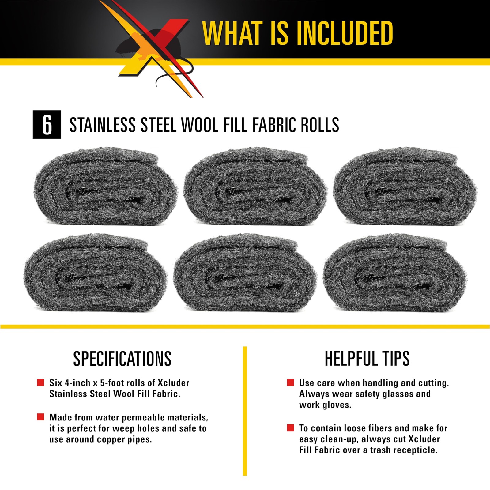 Xcluder 162746 Rodent Control Stainless Steel Wool Fill Fabric Roll Protect Home gallery