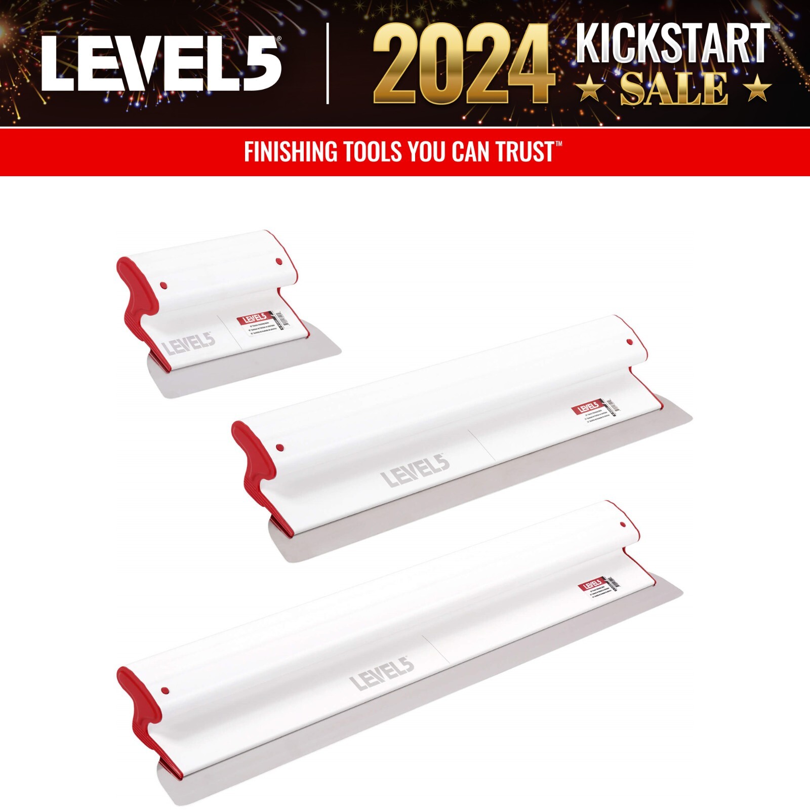 LEVEL5 Drywall Composite Skimming Blade Set 3-pce 10" 24" & 32" | 5-444C gallery