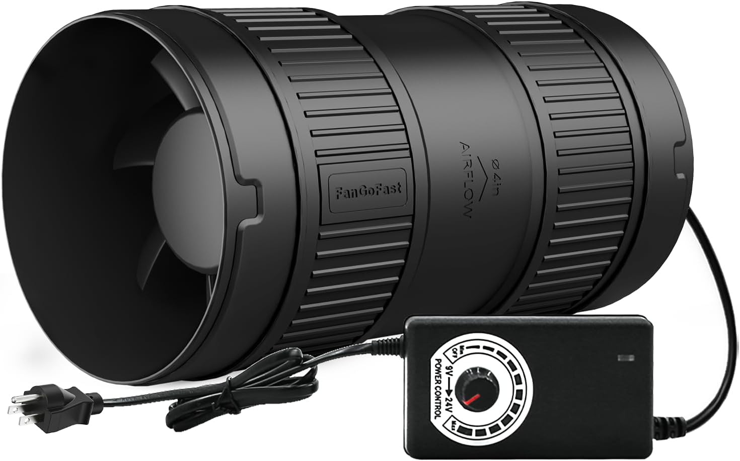 4 Inch Inline Duct Fan 130CFM Airflow with Stepless Speed Control Low Noise Ener gallery