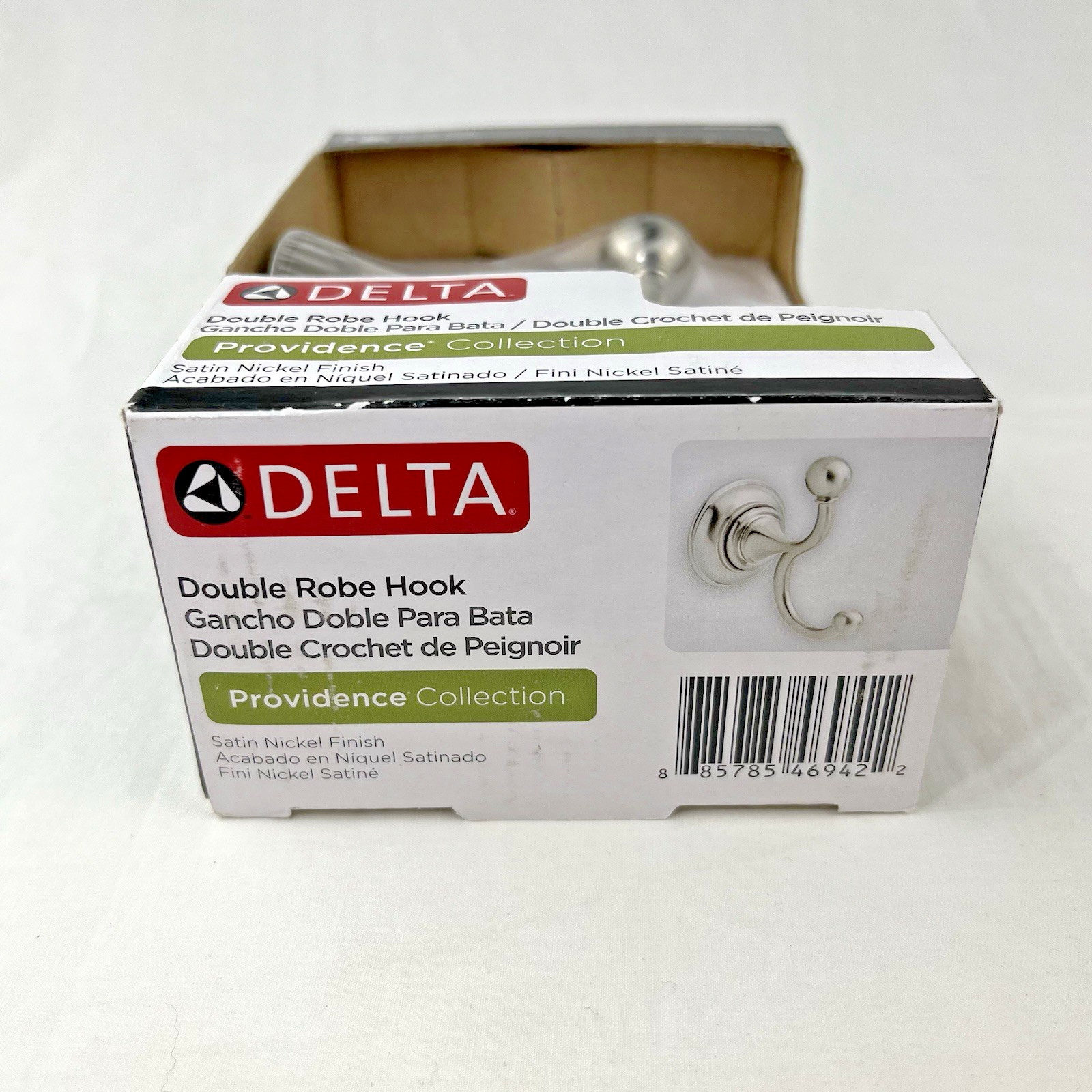 Delta Multipurpose Double Robe Hook Satin Nickel Providence Collection gallery