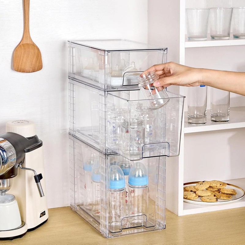 Vtopmart 3 Pack Clear Stackable Storage Drawers,Easy to Assemble Bathroom Organi gallery