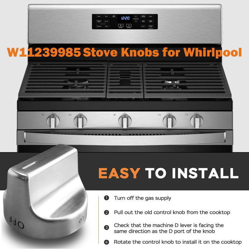 (5Pcs) W11239985 Gas Stove Knobs Replacements Compatible with Whirlpool WFG525S0 gallery