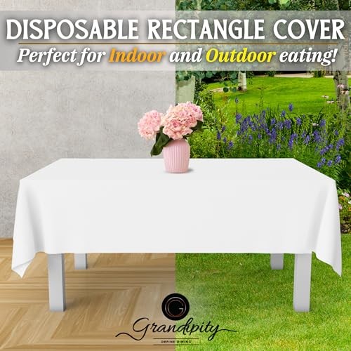 12 Pack Premium Disposable Plastic Tablecloth 54in. x 108in. Rectangle White gallery