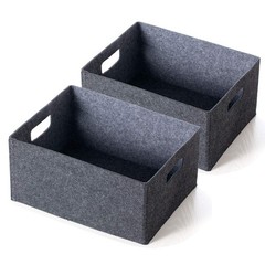 2 pack self-supporting collapsible felt storage basket in darkgrey for storag…