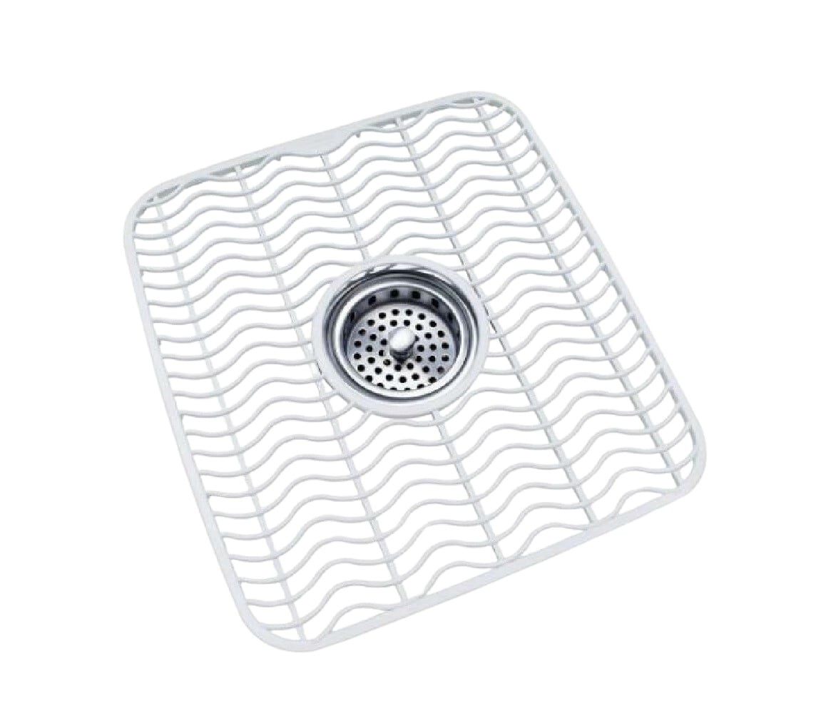 Sink Protector Mat Plastic with Center Drain Cutout Protect Sink 11 x 12" White gallery