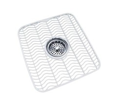 Sink Protector Mat Plastic with Center Drain Cutout Protect Sink 11 x 12″ White