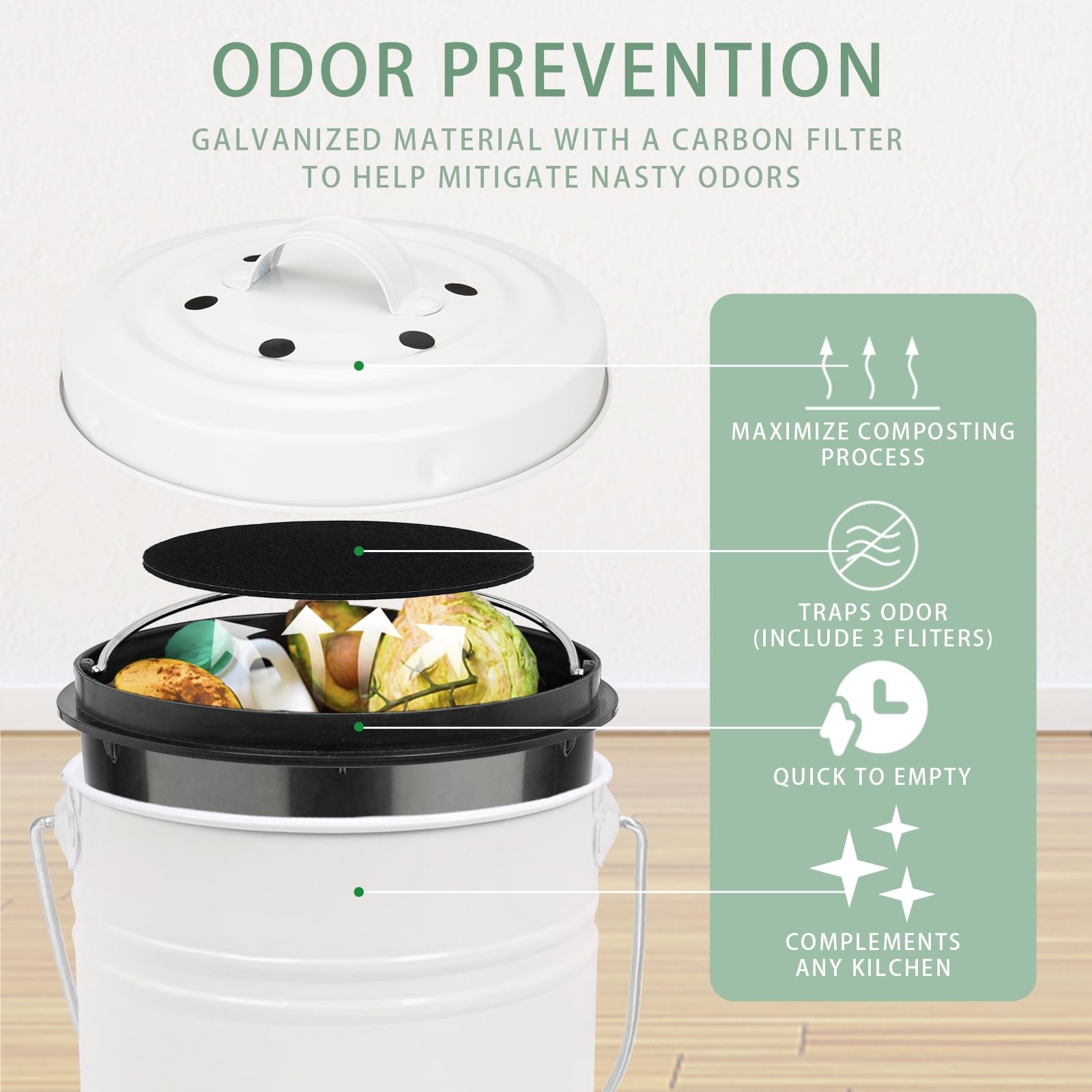 Compost Bin Kitchen Countertop Compost Bin with lid – Small Compost Bin Includes gallery
