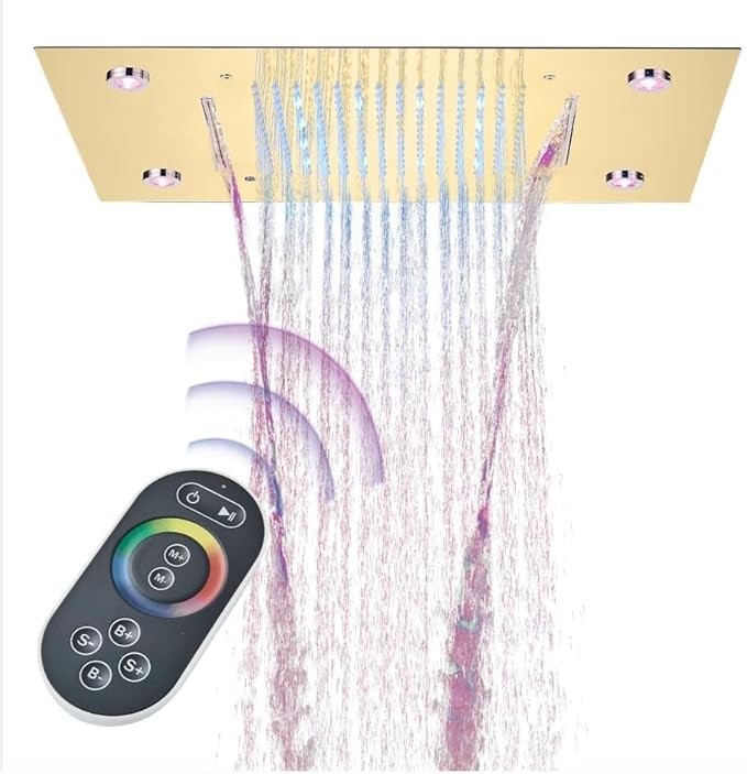 12''16'' LED Rainfall High Pressure Shower Head Square Top Spray Stainless Steel gallery