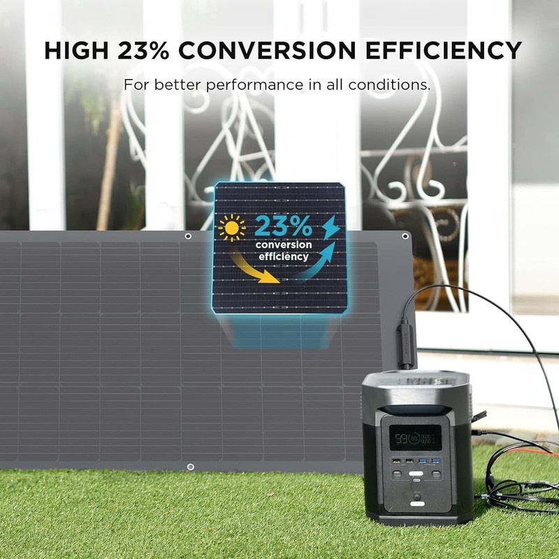 EF ECOFLOW 100W Flexible Solar Panel with High Efficiency Solar Modules, IP68 gallery