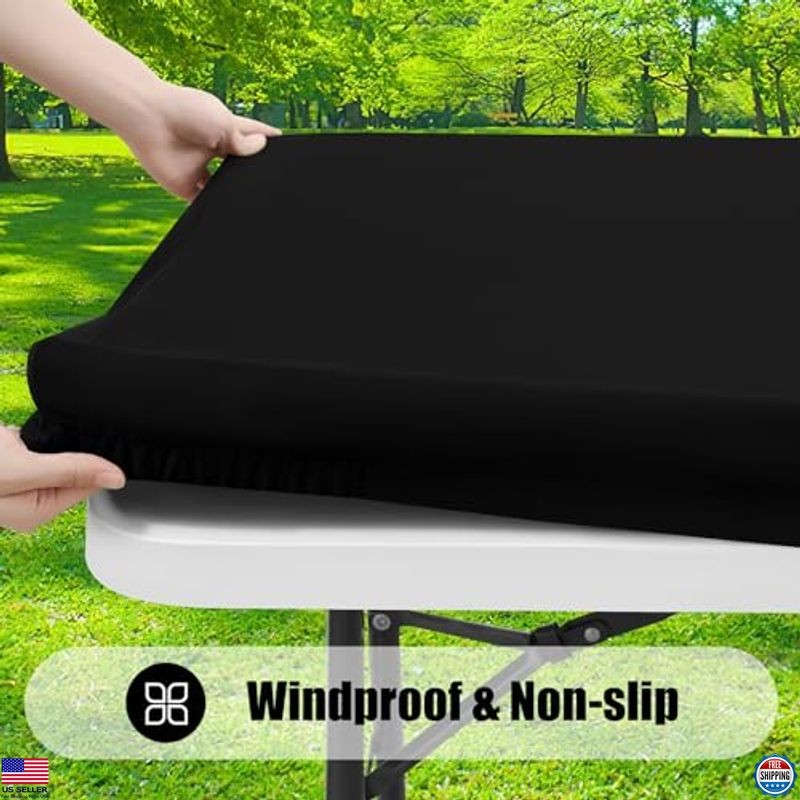 2 Pack Waterproof Elastic Fitted Tablecloths, 30"x72" Rectangular Covers gallery
