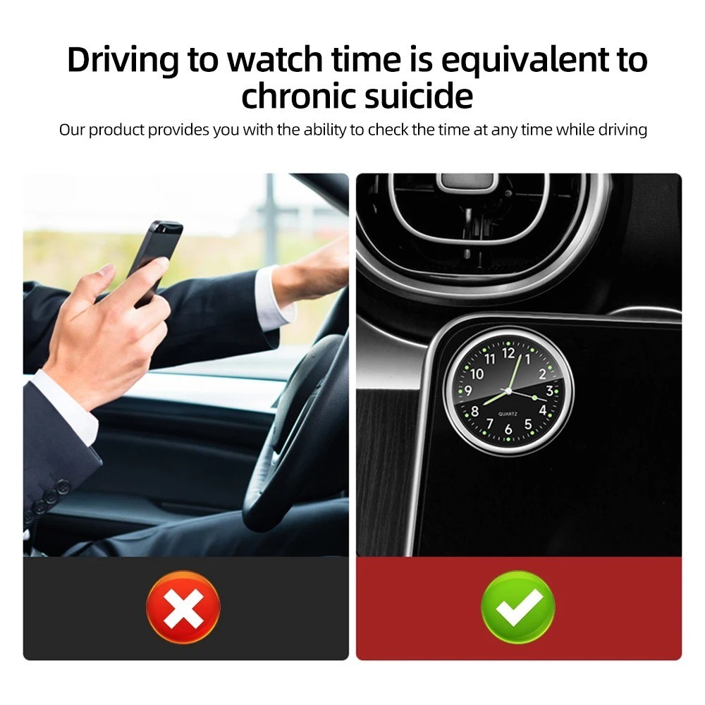 Car Dashboard Clock Mini Tiny Analog Clock Watch for Vehicle Stick On Clock USA gallery